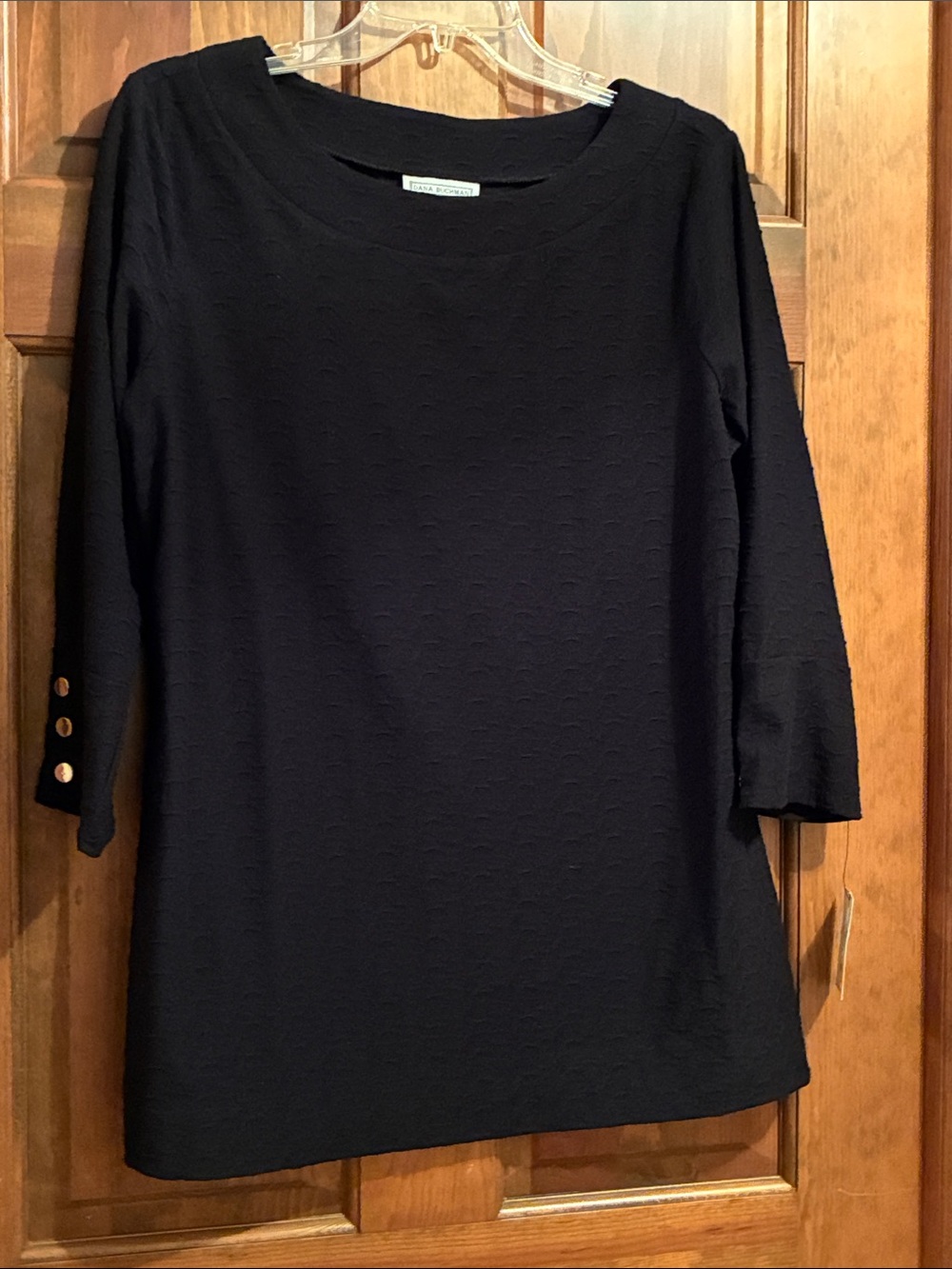 Dana Buchman Black Knit Top with Button Accents
